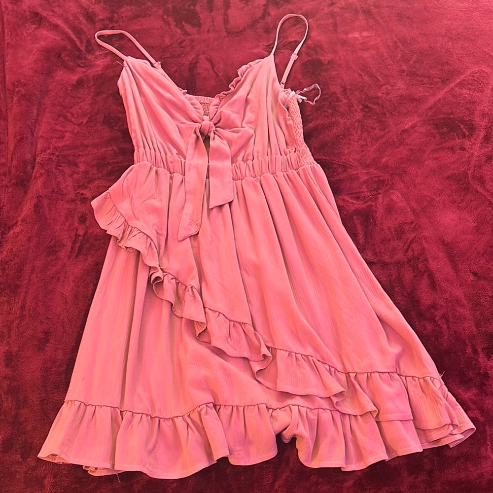 Pink Ruffled Dress with Bow